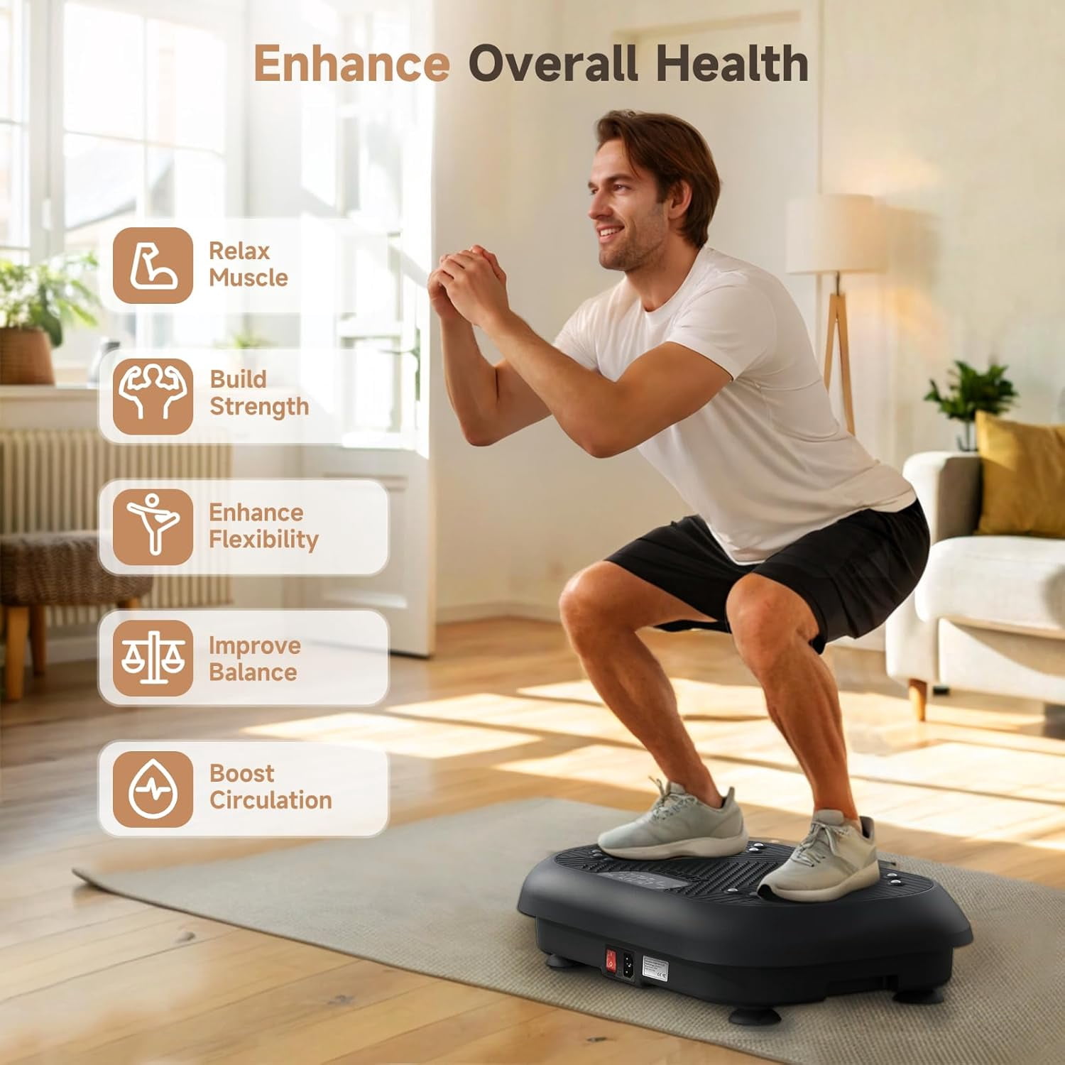 Vibration Plate Exercise Machine for Whole Body Workout, Lymphatic Drainage & Muscle Stimulation Platform with 20 Speed Levels
