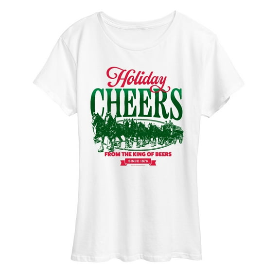 Budweiser - Holiday Cheers Clydesdales  - Women's Short Sleeve Graphic T-Shirt