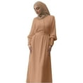 thumbnail image 6 of Womens Abaya Evening Gown Muslim Maxi Dress Solid Loose Fit Long Cardigan Robe Open Front Maxi Length Round Neck Dress, 6 of 7