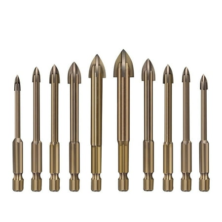 

10PC Efficient Universal Drilling Tool Multi-Function Cross Alloy Drill Bit Tip Tools Carbide Drill Tap Bit Set