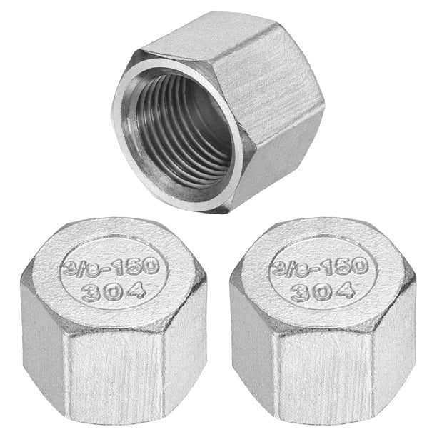 3 Pcs Tapón Hexagonal de Acero Inoxidable 304, Accesorio de Tubería de Rosca Femenina NPT 3/8"
