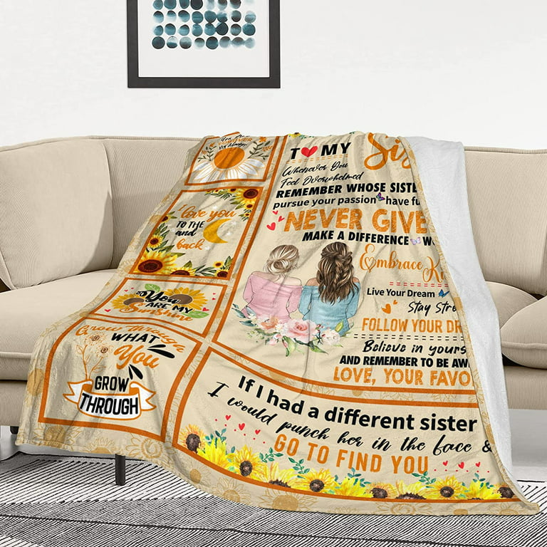 Throw Blanket Sister Gifts, Fleece Blanket Sisters Gifts from Sister,  Sister Blanket Birthday Gifts for Sister, Gifts for Women Purple Flannel  Lightweight Soft Blanket to My Sisters for Bed Couch 