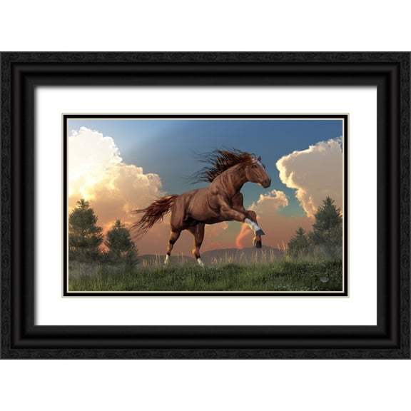 Eskridge, Daniel 14x10 Black Ornate Wood Framed with Double Matting Museum Art Print Titled - Running Free