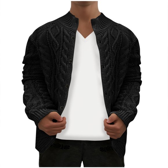 Birdeem Mens Cardigan Sweaters with Buttonsmens Fashion Warm and Winter Solid Wool Knitted Sweater Button Cardigan Jacket