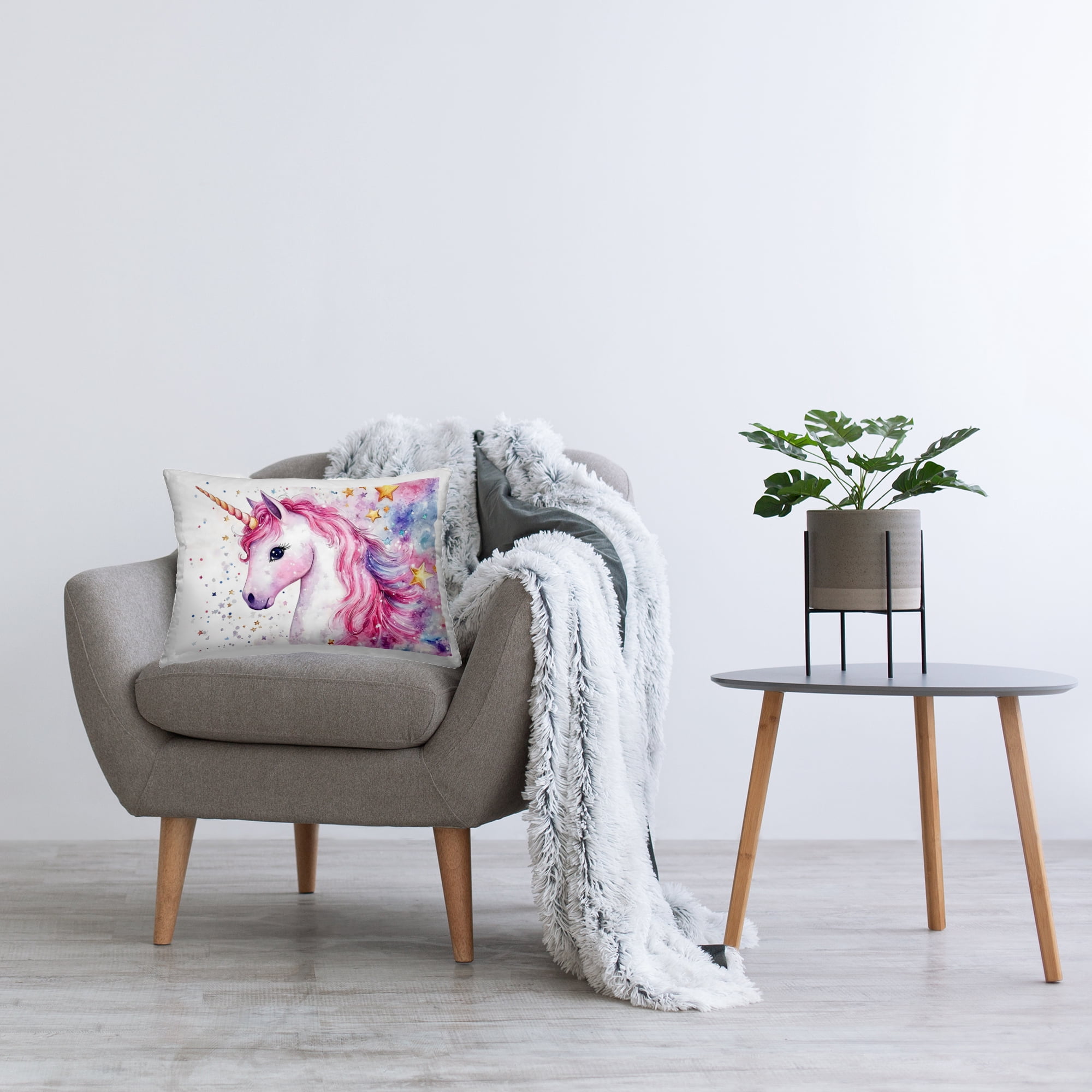 Stupell Industries Pink Mane Unicorn with Stars Decorative Printed Throw Pillow, design by Creative Studio
