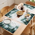 thumbnail image 5 of Green White Forest Placemats Set of 4 Watercolor Modern Mountain Place Mats Indoor Wipeable Table Mats Washable Cloth Dining Table Placemats for Kitchen Holiday Party Home Decor 13x19 Inch, 5 of 9