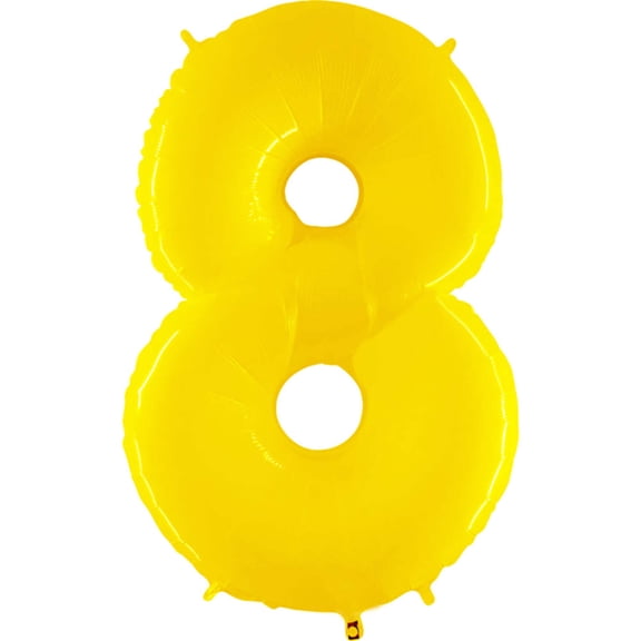 40 inch Number 8 - Yellow Foil Mylar Balloon - Party Supplies Decorations