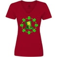 thumbnail image 3 of Inktastic St. Patricks Day shamrocks and hat Women's V-Neck T-Shirt, 3 of 5