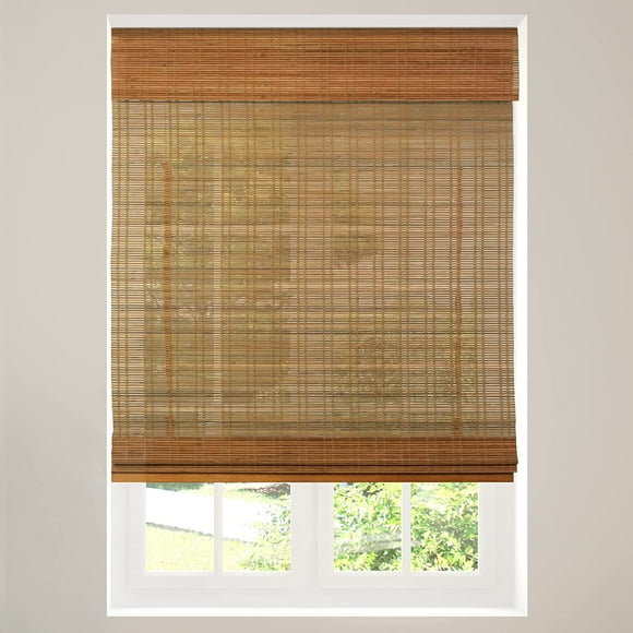 Store Romain Sans Cordon en Bambou CALYX INTERIORS, Filtrant la Lumière, 34 Pouces L x 64 Pouces H, Ceylan Roux Clair