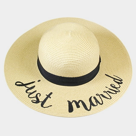 Amtal Women Elegant Wide Brim Embroidered Beach Pool Floppy Summer Vacation Sun Hat