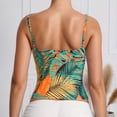 thumbnail image 4 of Wang6 Women Spaghetti Strap Cropped Camisole Trendy Sleeveless Floral Printed Cami Tank Tops Trendy Scoop Neck Summer Sling Undershirts Tees Green S, 4 of 8