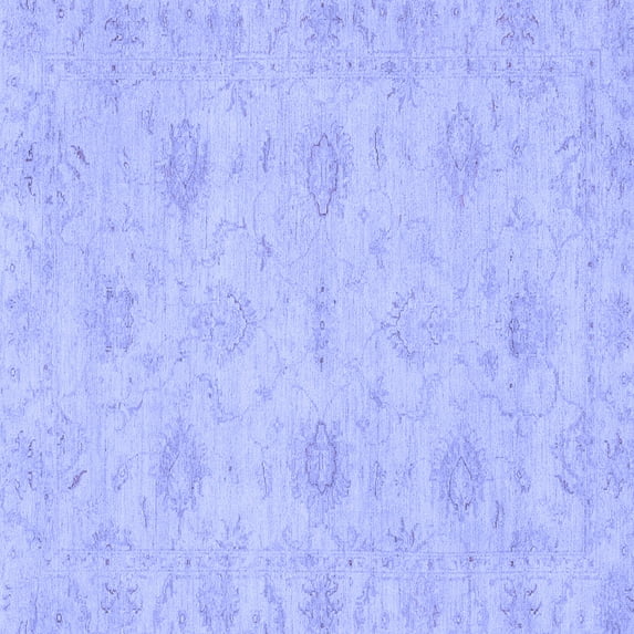 Ahgly Company Machine Washable Indoor Square Oriental Blue Traditional Area Rugs, 5' Square
