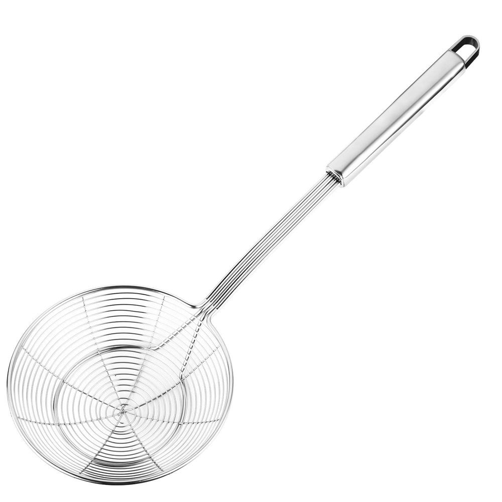 Products for Halloween Day Stainless Steel Solid Spider Strainer Skimmer Ladle with Handle Kitchen Tool Silver Kitchen，Dining & Bar 