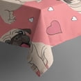 thumbnail image 5 of Pug and Love Heart Square Tablecloth,Waterproof Square Table Cover,Wipeable Spillproof Washable Table Cover for Home Kitchen Party Decor 42"X42"(107x107cm), 5 of 6