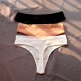 thumbnail image 1 of Tanga de algodón acanalado sin costuras para mujer, 3 uds., bragas de Bikini de cintura baja simples para mujer, ropa interior deportiva para chicas de talla grande Dengxun unisex, 1 of 2