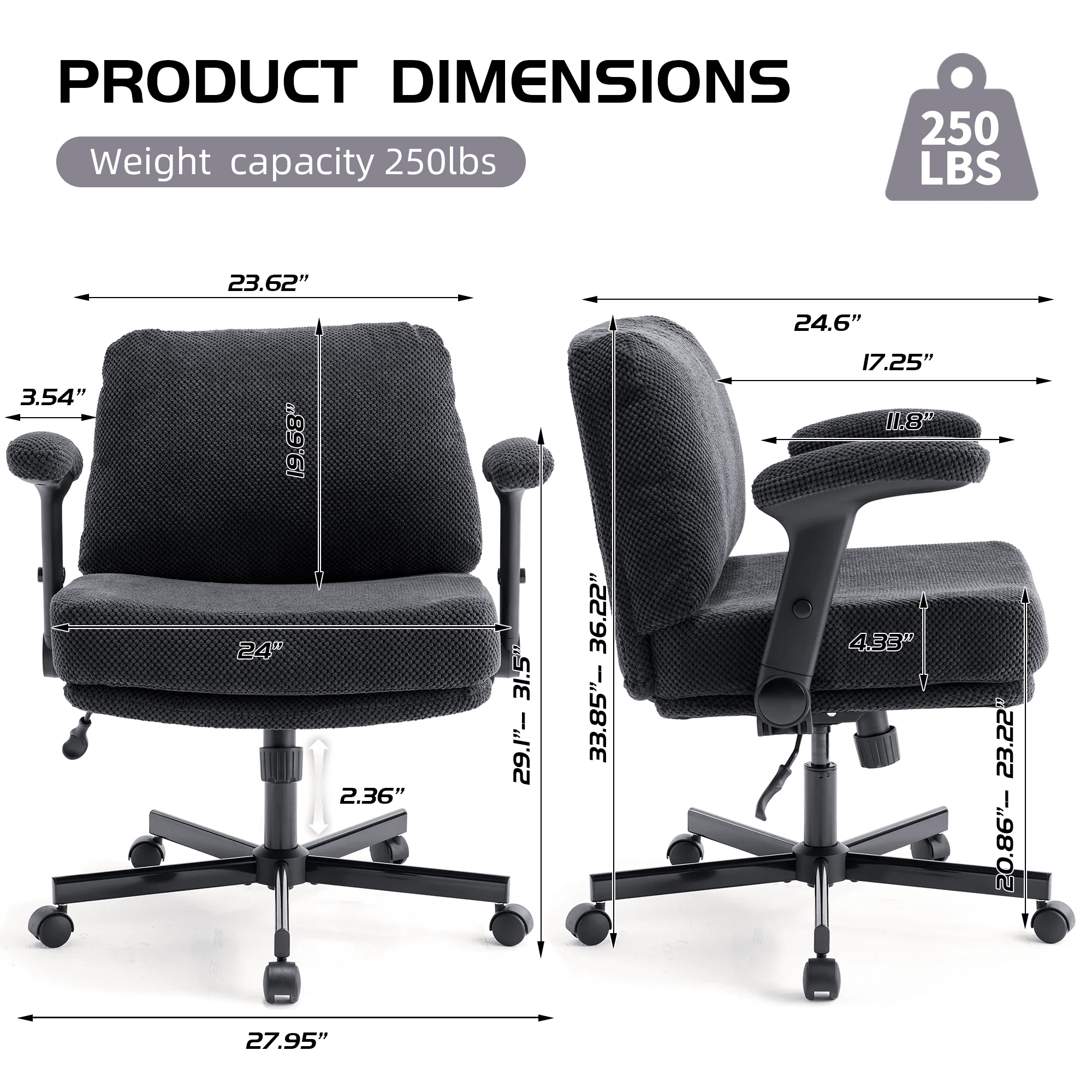 Criss Cross Chair with Flip-up Armrests, Wide Cross Legged Office Chair, Fabric Ergonomic Desk Chair with Wheels, Lumbar Support, Swivel Vanity Chair for Home Office, Bedroom, Study Purple