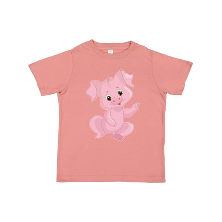 

Inktastic Cute Pink Pig Waving Gift Toddler Boy or Toddler Girl T-Shirt