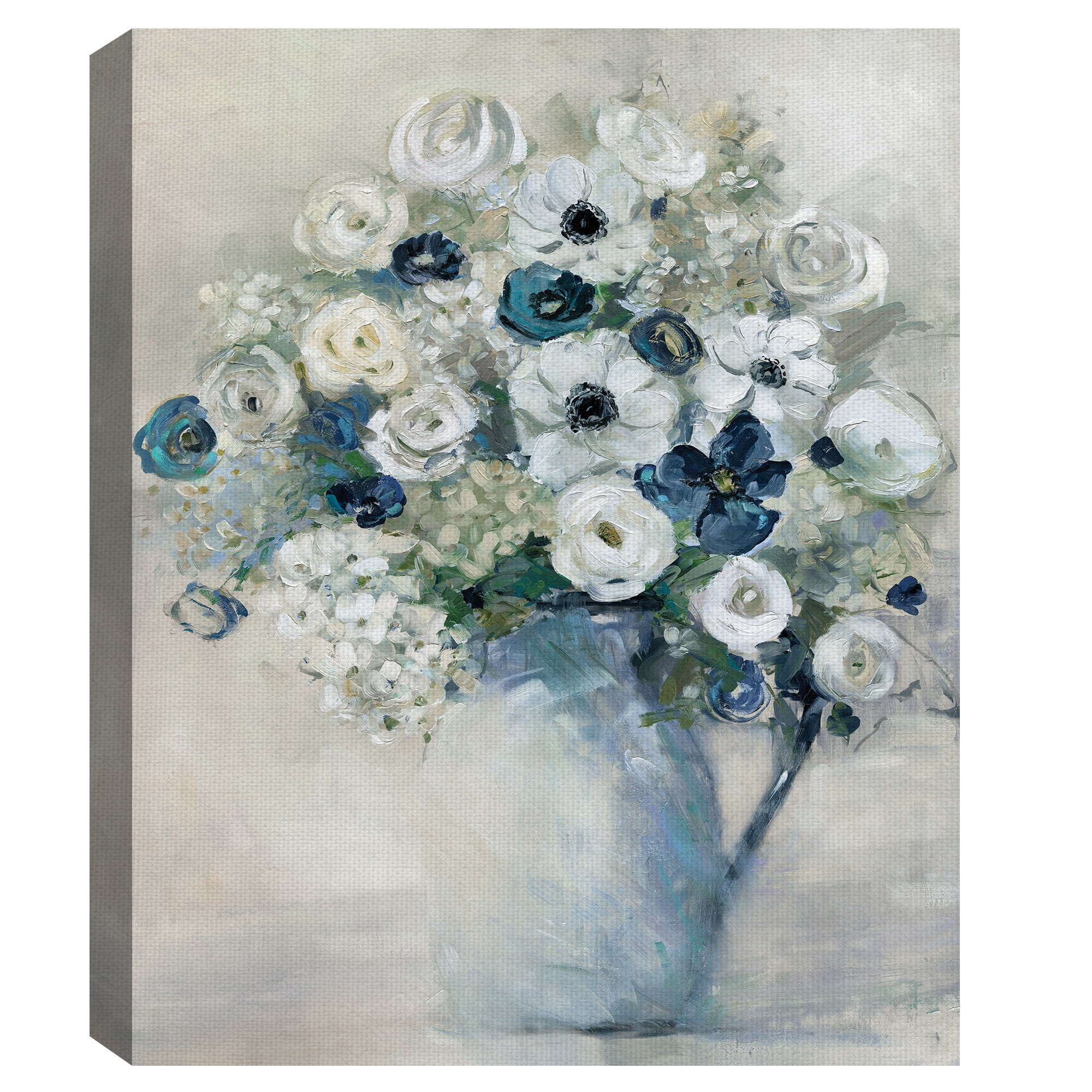 Masterpiece Art Gallery Anemone And Blue Bouqet By Sally Swatland Canvas Art Print 22" x 28"
