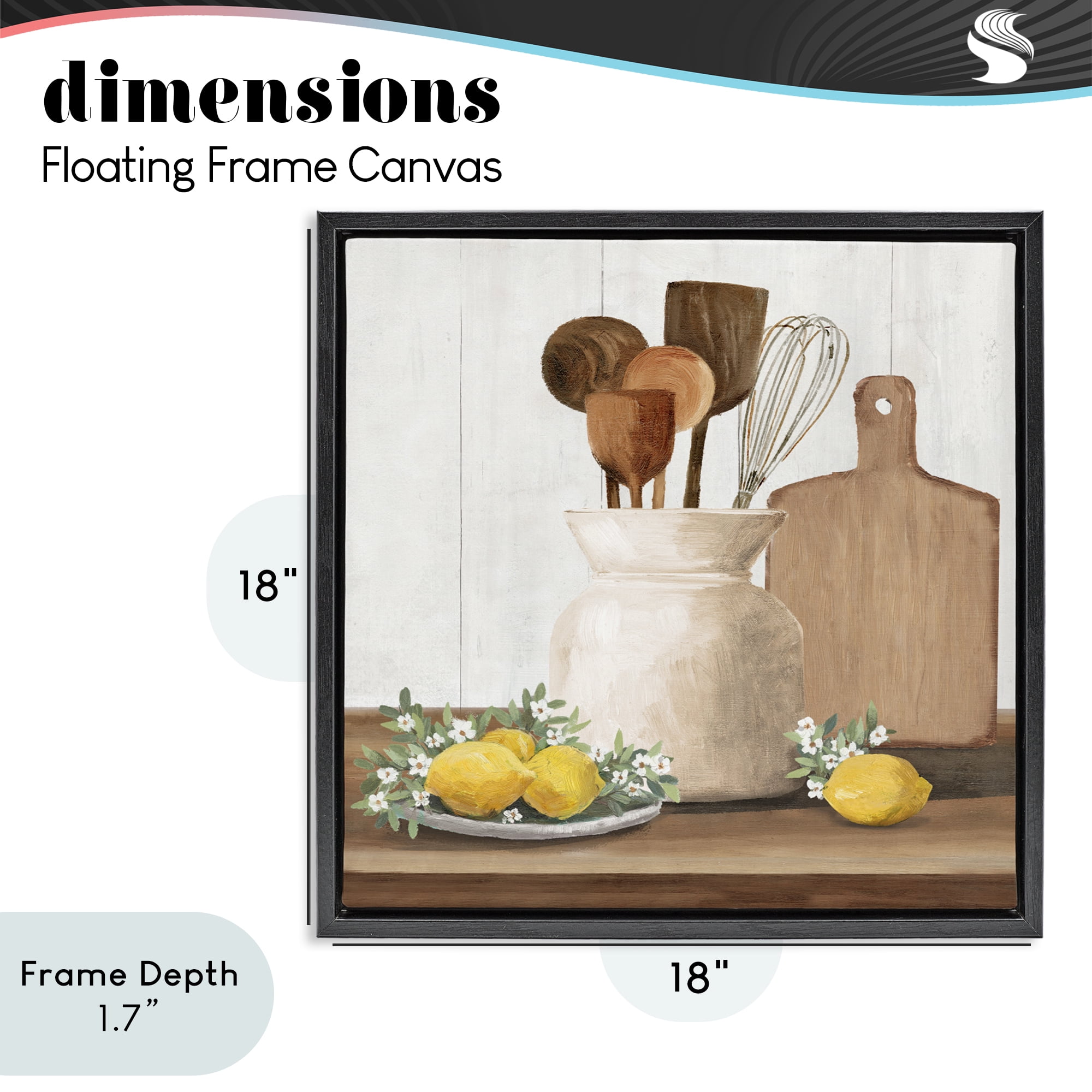 Stupell Industries Country Kitchen & Lemons Black Framed Floater Canvas Wall Art, design by White Ladder