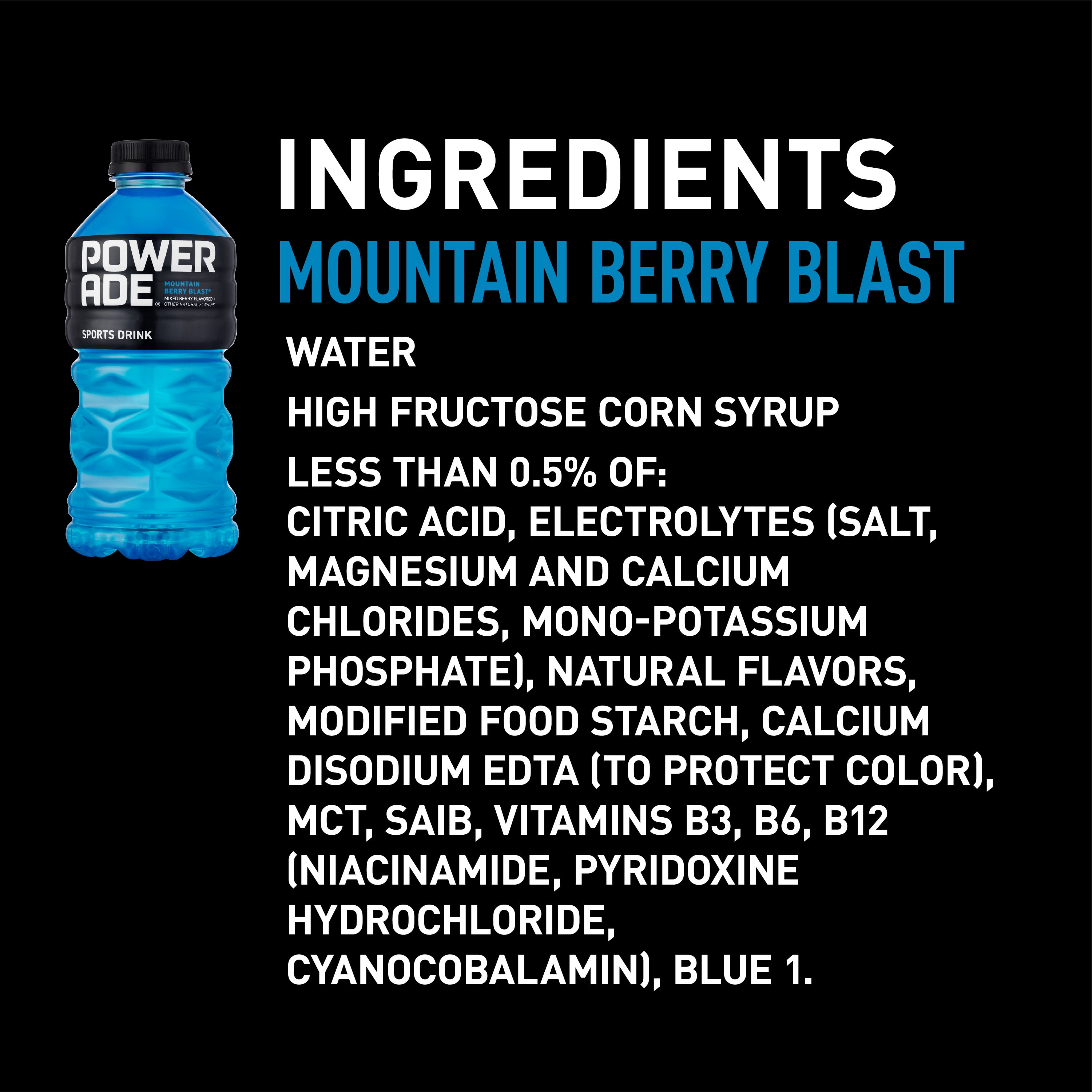 POWERADE Mountain Berry Blast, ION4 Electrolyte Enhanced Fruit Flavored Sports Drink w/ Vitamins B3, B6, and B12, Replenish Sodium, Calcium, ...