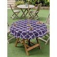 thumbnail image 2 of Round Outdoor Tablecloth With Umbrella Hole And Zipper– Purple White Geometric Waterproof Patio Table Cover for Party, Picnic, Backyard, 50" Dia. , Minimalist Morocco Pattern, 2 of 8