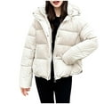 thumbnail image 4 of CQONEPT Women's Puff Padded Coats Full Zip Up Hoodie Jacket Quilted Puffer Down Overcoat Insulated Winter Coats with Pockets White L, 4 of 5