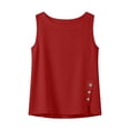 thumbnail image 5 of Ihhxva Women's Cotton Sleeveless Tops Crew Neck Tank Top Side Slit Button Detail Solid Color with Pockets Stretchable Summer Exterior Pocket Fit Closure Casual Work Party Tunic S-2XL, 5 of 9