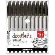 Zebra Pen Doodler'z Gel Stick Pens 1 mm Pen Point Size - Black Water Based Ink - Plastic Barrel - 10 / Pack