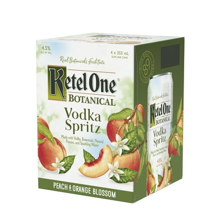 Ketel One Botanical Vodka Spritz Peach & Orange Blossom, 4-PACK (4 x 12 fl oz), 5% ABV