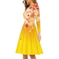 thumbnail image 2 of FKELYI Harvest Fall Women Dresses Size M Stretchy Women Long Sleeve Dress to Look Thin Durable Round Neck Swing Party Dress Thanksgiving Maple Leaves, 2 of 4