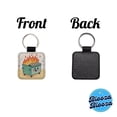 thumbnail image 4 of Kawaii Dumpster Fire Faux Leather Square Keychain, 4 of 7