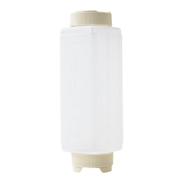Botella exprimible para condimentos, doble cabezal, apta para uso alimentario, comercial, vacía, reutilizable. gorras beige