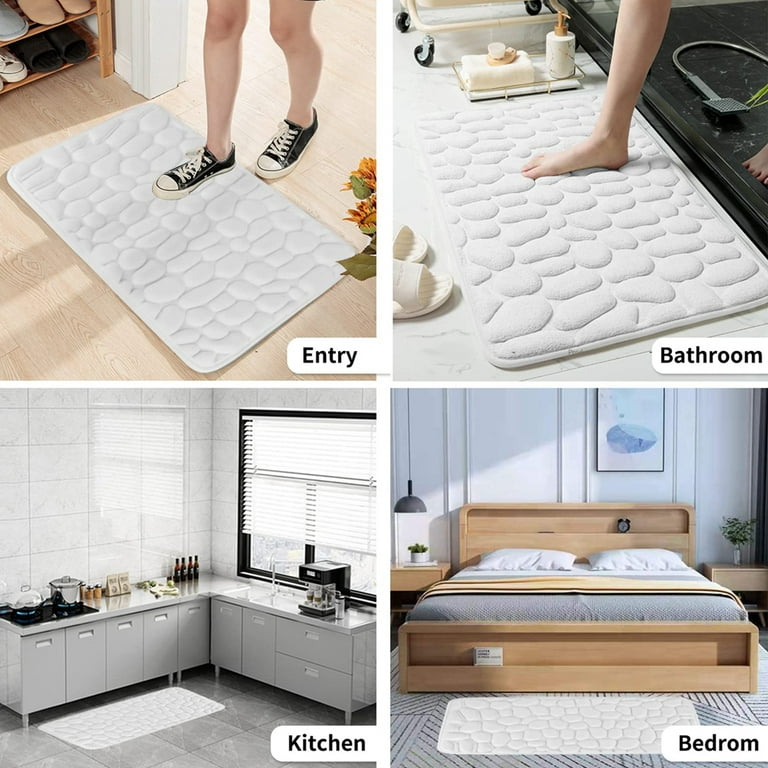 Rugs for Bathroom Floor, Non Slip Bath Mat Thick Soft Memory Foam Carpet  Small Shower Rug Mats Laundry Room Decor, Washable, Water Absorbent,  23.5x15.5 Inches 