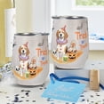 thumbnail image 4 of Trick or Treat Beagle Funny Mummy Cosplay Pumpkin Candy Basket 12oz Stainless Steel Wine Tumbler Insulated Cup with Lid Beagles Dog Lover Gifts Idea - 12016, 4 of 5