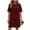 Wine, variant on QQZ Summer Dress for Women Crew Neck Short Sleeve Solid Basic T-Shirts Casual Midi Dresses with Pocket