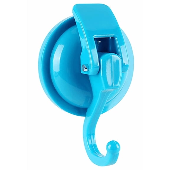 Qyaukm 4-Pack Removable Suction Cup Hooks, Blue Heavy Duty Vacuum Adhesive Hooks for Shower, Bathroom, Kitchen on Tile and Glass