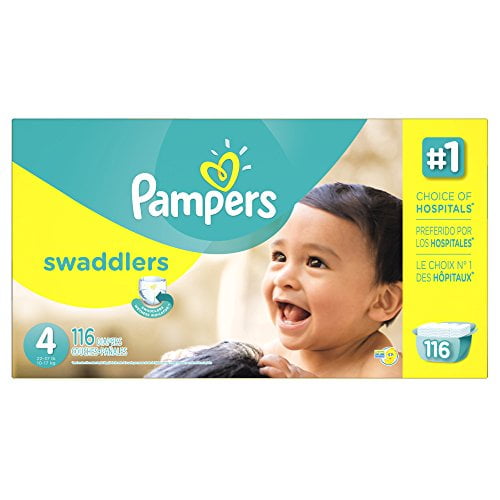 Couches Pampers Taille 4 Swaddlers, Blanc, 116 pièces 