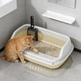 thumbnail image 4 of RKSTN Cat Litter Box Semi-Enclosed, Splash-Proof Cat Poop Basin, Cat Potty Light Yellow, 4 of 5