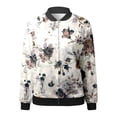 thumbnail image 4 of Wxolcjlv Women's Floral Print Bomber Jacket Full Zip Long Sleeve Casual Coat With Pockets, 4 of 5