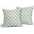 thumbnail image 2 of Blue Green Block Print Pillow Covers 18x18 Inch Set of 2, Vintage Floral Decorative Throw Pillow Cases Boho Cushion Covers Rustic Decoration Gift Farmhouse Sofa Couch Bed Decor, 2 of 6
