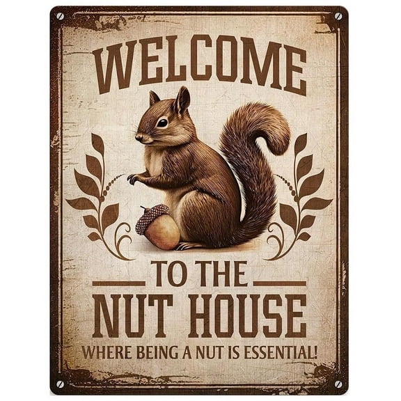 HELLOYOUNG Vintage Squirrel Metal Wall Art Rustic Creative Home Décor Ceramic Ornament for Mother's Day Father's Day Gift