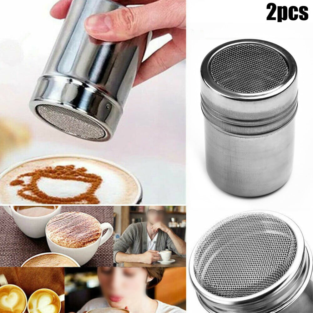 Sugar Shaker Stainless Steel Icing Sugar Duster Chocolate Shaker with Lid for Coffee Cocoa Powder Shaker 