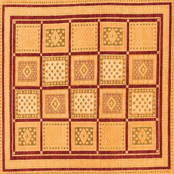 Ahgly Company Indoor Square Abstract Orange Modern Area Rugs, 8' Square