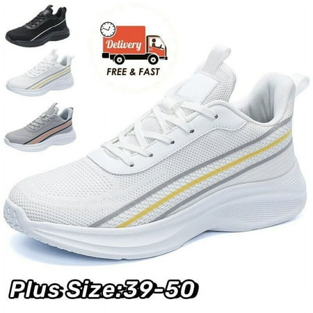 

Men White Slip On Walking Shoes Lightweight Sneakers Non Slip Running Shoes