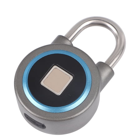BIMZUC Fingerprint Padlock Bluetooth App Control IP65 Waterproof Safety Electronic Lock for Locker Drawer Office Gym Blue 5.11 inches / 13 cm