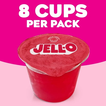 Jell-O Original Strawberry Jello Cups Gelatin Snack Value Pack, 8 Ct Cups