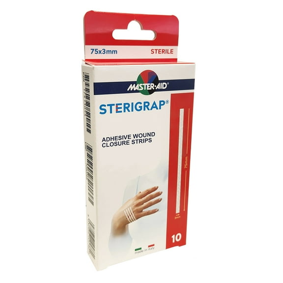 Sterigrap Wound Closure Strips, Straight 75 mm x 3 mm, 10/box