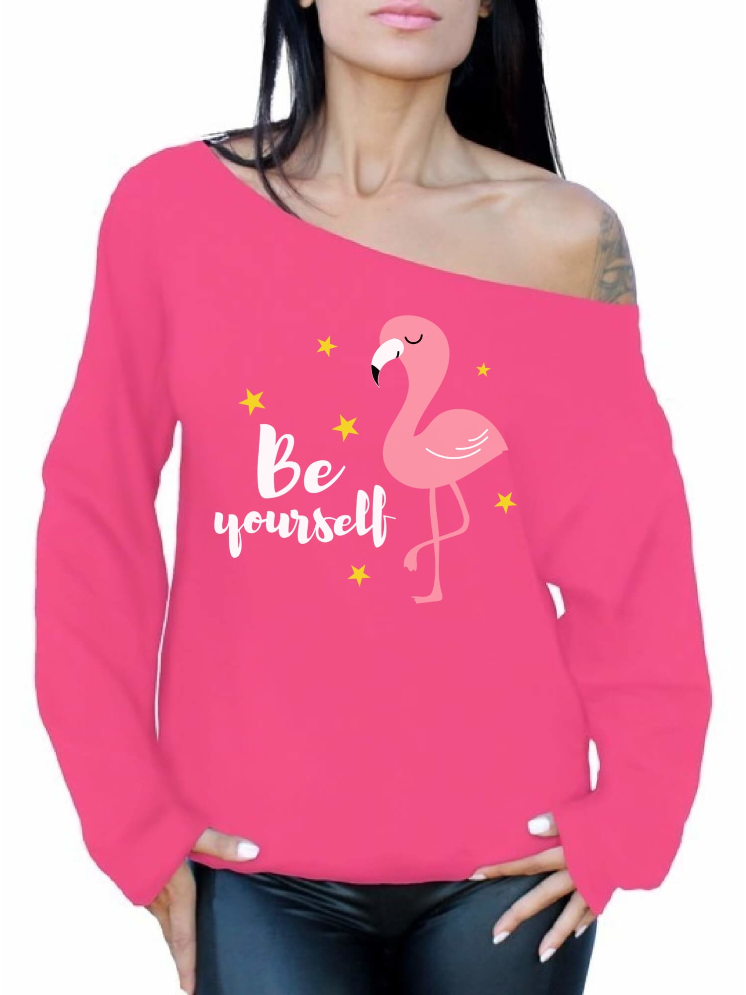 Awkward Styles Be Yourself Ladies Off Shoulder Sweater Summer Clothing for Women Pink Flamingo Oversized Sweatshirt for Mom Funny Summer Clothes Flamingo Off The Shoulder Sweatshirt for Women Awkward Styles Be Yourself Ladies Off Shoulder Sweater Summer Clothing for Women Pink Flamingo Oversized Sweatshirt for Mom Funny Summer Clothes Flamingo Off The Shoulder Sweatshirt for Women