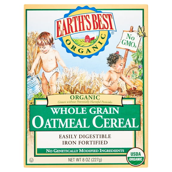 Earth's Best Organic Stage 1 Oatmeal Infant Baby Cereal, 8 oz Box