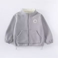 thumbnail image 2 of XQYLOS Girls Solid Color Double Velvet Top with Warm Zipper Casual Loose Jacket for Spring and Autumn, Cozy Fleece Lined Outerwear Kids Fashion Outerwear for Everyday Fall Wear, 2 of 8